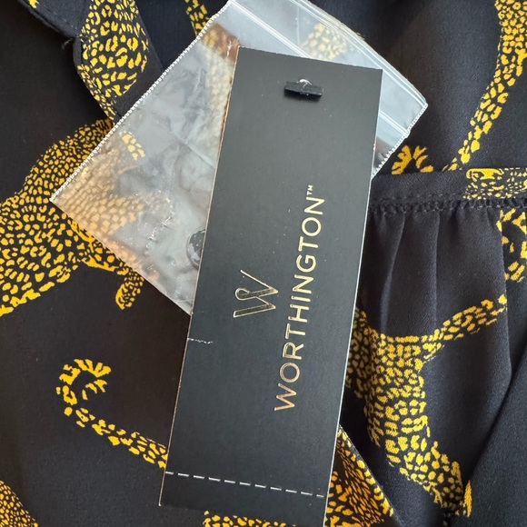 Vtg Black Leopard Print Blouse | Gold Jaguar Print | Button V-Neck Top | Large - Picture 12 of 13